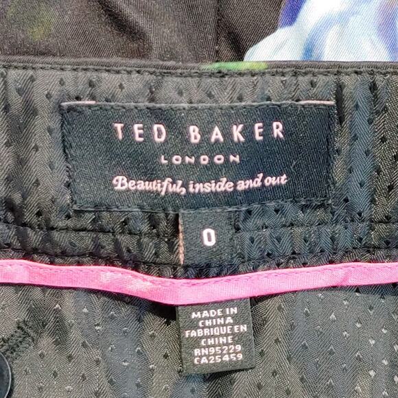 Ted Baker Diemond Oil Painting Floral Trouser Pants Mid Rise Black Womens Size 0 - Picture 5 of 8